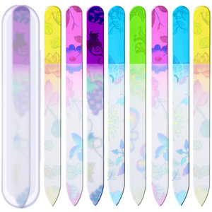 Mudder 8 Pack Glass Nail Files with Cases Double-Sided Crystal Fingernail Files for Natural Nails Colorful Floral Nail Buffers for Professional Manic