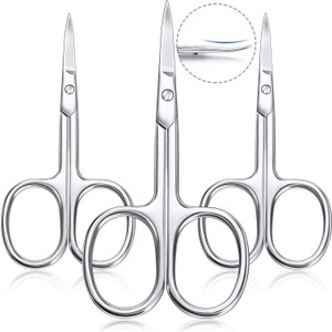 3 Pieces Cuticle Curved Scissors Manicure Scissors Stainless Steel Facial Hair Grooming Shears Multi-purpose Curved Shears Craft for Nail, Eyebrow, E