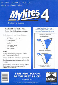Mylites 4 Golden Age Comic Book Mylar Sleeves 8" x 10 1/2" Plus 1 1/2" Flap