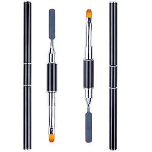 Art&Beauty 2pcs Polygel Brush and Picker Dual-Ended 2 IN 1 Design Stainless Steel Gel Nail Brush Polygels Slice Tool for PolyGel UV Gelsl Acrylic Nai