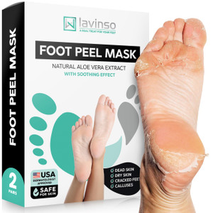 Lavinso Foot Peel Mask for Dry Cracked Feet  2 Pack Peeling Mask Removes Dead Skin and Calluses - Exfoliating for Soft Baby Feet, Original Scent