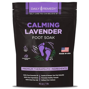 Calming Lavender Foot Soak with Epsom Salt, Made in USA, Foot Soak Soothes Tired Feet, Athletes Foot, Stubborn Foot Odor, Softens Calluses & Helps Tr