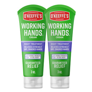 O'Keeffe's Working Hands Night Treatment Hand Cream for Extreme Dryness - 3 oz Tube (2 Pack) - Repairing Skincare for Cracked, Dry Hands
