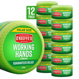 O'Keeffe's Working Hands Hand Cream for Extreme Dryness - 6.8 oz Value Size Jar (12 Pack) - Repairing Skincare for Cracked, Dry Hands