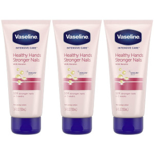 Vaseline Lotion, Healthy Hands Stronger Nails with Keratin 3-Pack  Intensive Care Hand Lotion with Petroleum Jelly, 3.4 Oz Ea