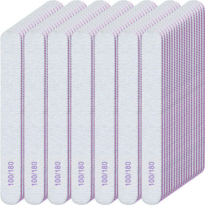 200 Pcs Nail Files 100/180 Grit Double Sides Emery Boards Reusable Nail Files for Acrylic Fingernails Professional Manicure Tools for Natural Acrylic