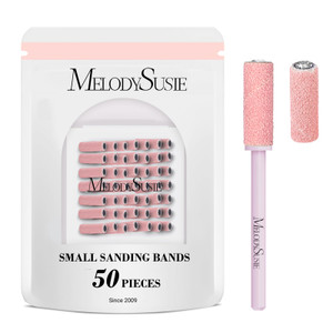 MelodySusie 50 Pcs Nail Drill Bits Small Sanding Bands with 3.1mm Mandrel Bit, 180 Fine Grit Nail File for Acrylic Nails Gel Manicures and Pedicure,