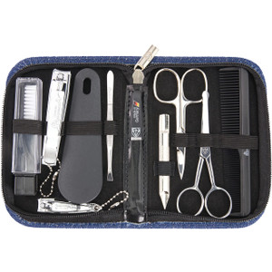 3 Swords Germany  brand quality 10 piece manicure pedicure grooming kit set for professional finger & toe nail care tweezers file clipper fashion le