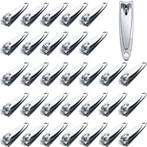 32 Pieces Stainless Steel Fingernail Nail Clipper Bulk Silver Portable Toenail Clippers Cutter Set