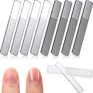 8 Pieces Glass Nail File Fingernail Polisher Shiner Glass Natural Files Crystal Nail Shiner Buffer Polisher with Case for Natural Fingernail