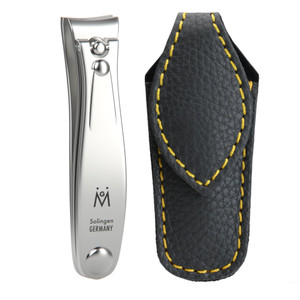 GERMANIKURE Professional Large Nail Clipper (8 cm) - FINOX Surgical Stainless Steel Manicure and Pedicure Tools in Leather Case- Ethically Made in So