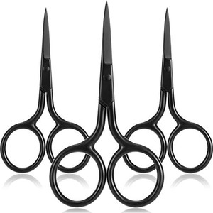 Mudder 3 Pack Small Nose Scissors Facial Hair Trimming Mini Beauty Stainless Steel Grooming Pointed Scissor for Grooming Eyebrows, Nose, Mustache, Be