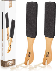 Pumice Stone Foot File (2-Pack), Wooden Handle Foot Scrubber & Callus Remover for Dry, Rough Skin and Corns Pedicure