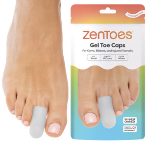 ZenToes Gel Toe Caps  Silicone Toe Protectors for Cushioning & Nail Coverage  Relief from Missing or Ingrown Toenails, Corns, Blisters or Hammer To