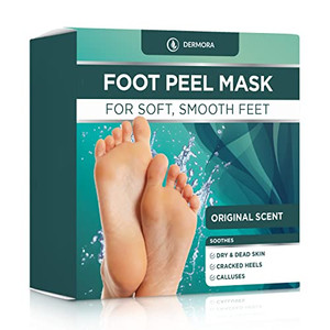 DERMORA Foot Peel Mask | Skin Exfoliating Foot Masks for Dry, Cracked Feet & Callus Removal | Dead Skin Exfoliator for Baby Soft Feet | Pack of 2 | R