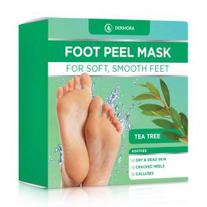 DERMORA Foot Peel Mask | Skin Exfoliating Foot Masks for Dry, Cracked Feet & Callus Removal | Dead Skin Exfoliator for Baby Soft Feet | Pack of 2 | R
