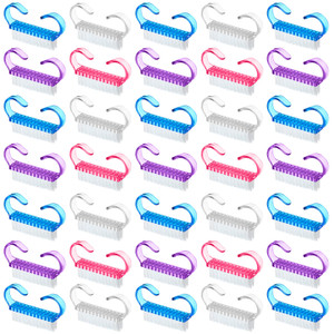 200 Pcs Handle Grip Nail Brush Fingernail Scrub Cleaning Cleaner Nail Brushes Scrubber Bulk for Men Women Hands Feet Toes and Nails Pedicure, 4 Color