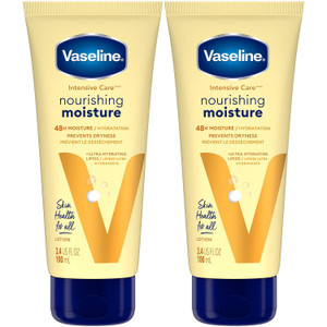 Vaseline Lotion, Intensive Care Nourishing Moisture 2-Pack  Moisturizer with Oat Extract + Ultra-Hydrating Lipids for Healing Extremely Dry Skin, 3.
