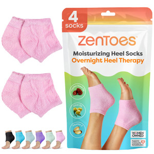 ZenToes Moisturizing Socks for Cracked Heel Treatment, Vitamin E, Olive Oil and Jojoba Oil Infused Heel Socks, Galentines Day Gifts, Self Care Gifts