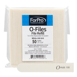 ForPro Professional Collection O-Files Replaceable File System, White, 100 Grit, Manicure Nail File Refills, 3.9 L x .6 W, 50-Count