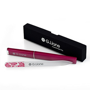 G.Liane Premium Glass Nail File with Case Professional Crystal Fingernail Files Perfect Manicure Set for Women Men Kids Nail Care Gift Set(Rose Pink)