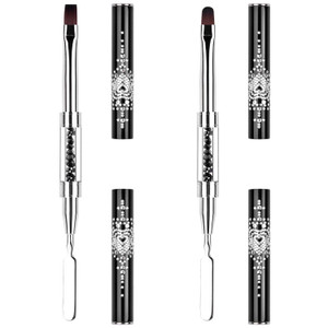 Ycyan 2Pcs Polygel Nail Brush & Picker, Dual-ended Oval & Flat Gel Nail Brushes Polygel Slice Tool for PolyGel UV Builder Gel Nails Extension