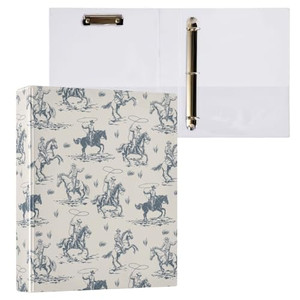 Sletend 3 Ring Binder 1.5 Inch Western Cowboy Cute Binder with 3 Storage Pockets for Women School Office Supplies