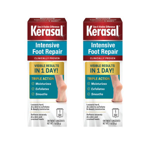 Kerasal Intensive Foot Repair Skin Healing Ointment for Cracked Heels and Dry Feet 1 oz , 2 Count, (Pack of 2)