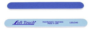 Soft Touch Nail File, Double Sided - 120/240 Grit, Light/Dark Blue, for Natural or Acrylic Nails, 7 Inch - 5 Piece