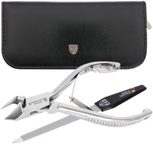 3 Swords Germany - Brand Quality Professional Toe Nail Nipper Clipper Set Stainless Steel Wave Nipper, Head Cutter, Nail File with case for ingrown T