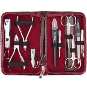 3 Swords Germany - brand quality 10 piece manicure pedicure grooming kit set for professional finger & toe nail care scissors clipper fashion leather