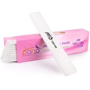 PANA Jumbo Double-Sided Emery Nail File for Manicure, Pedicure, Natural, and Acrylic Nails - White (Grit 100/180) - 50 Piece Pack