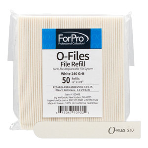 ForPro Professional Collection O-Files Replaceable File System Refills, White, 240 Grit, Manicure Nail File Refills, 3.9" L x .6" W, 50-Count