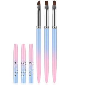 JASSINS Nail Art Clean Up Brushes, 3 Pcs Flat/Oval/Fine Angled Gel Nail Brushes,For Nail Art Design Painting DIY and Cleaning Polish Mistake on the C