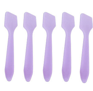 SYBL 100 Pcs 3.2 Inch Mini Cosmetic Spatulas, Disposable Plastic Frosted Purple Makeup Spatula for Facial Skincare & Face Mask