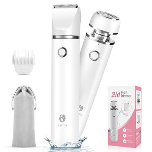 Cayzor Bikini Trimmer and Shaver Kit for Women - 2-in-1 Wet/Dry Electric Body Hair Trimmer Facial Hair Removal Cordless Waterproof Bikini Shaver Razo