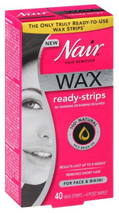 Nair Hair Remover Face and Bikini Wax Ready Strips, 40 Count + 4 Post Wipes (Pack of 3)