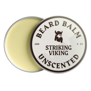 Striking Viking Beard Balm for Men - Unscented, 2 Ounces - Fragrance Free Care & Styling - Travel-Sized Beard Softener Balm with Aegan & Jojoba Oils