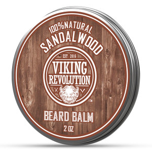 Viking Revolution Sandalwood Beard Balm - Beard Butter with Argan Oil, Beard Softener for Men with Jojoba Oil - Beard Moisturizer for Men with Beeswa