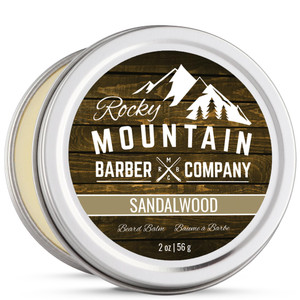 Beard Balm  Sandalwood Blend - Rocky Mountain Barber  with Nutrient Rich Bees Wax, Jojoba, Shea Butter, Coconut Oil  Contains Real Sandalwood Esse