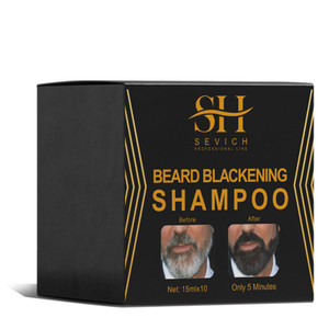 SEVICH Beard Blackening Shampoo for Men - Instant Natural Black Color, Anti-Hair Loss Formula, 10x15ml Travel-Friendly Packets | Safe & Gentle Beard