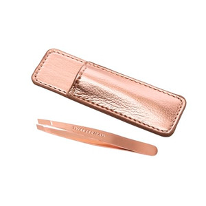 Tweezerman Rose Gold Mini Slant Tweezer with Case - Eyebrow Tweezers for Women and Men