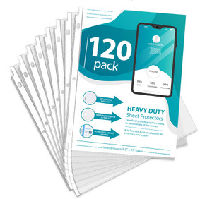 Agoer 160 Micron Sheet Protectors for 3 Ring Binder,120 Pack Heavy Duty Plastic Dividers with Markers Notes,8.5x11in Letter Size Top Loading Page Pro