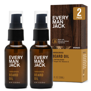 Every Man Jack Sandalwood Beard Oil - Moisturize & Soften Your Beard - Relieve Itch and Flakes - Made w/Naturally Derived Ingredients like Vitamin E,