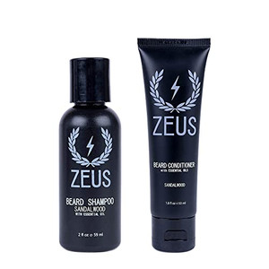 ZEUS Travel Beard Shampoo & Conditioner Combo for Men, Grooming Set with Green Tea & Essential Oils, Softens, Hydrates & Moisturizes Facial Hair (Mad