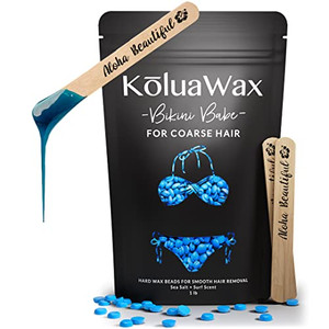 KoluaWax Hard Wax Beads for Hair Removal  Coarse Hair Formula  Face, Brazilian, Underarms, Back Chest, Bikini Waxing  Sea Salt & Surf, 1lb Refill