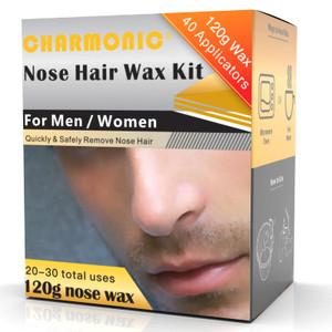 120g Wax Nose Wax Kit, Nose Hair Wax Kit with 40 Applicators, Quick & Painless Nose Waxing Kit for Men and Women, Nose Hair Remover Kits Used 20 Time
