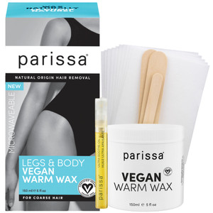 Parissa Microwavable Warm Wax Kit | Vegan, Salon-Quality Formula for Coarse Hair on Legs & Body | 5 fl oz (150 ml)