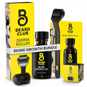 Beard Club Premium Derma Roller & Beard Growth Oil - Microneedling Roller with 540 Titanium Microneedles for Face, Body and Scalp - Beard Roller with