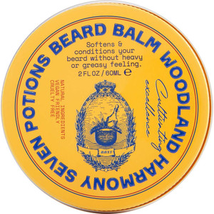 Seven Potions Beard Balm 2 oz. 100% Natural Softener with Jojoba Oil - Nourishes, Softens, Stops Itch, and Leaves Healthy Shiny Beard (Woodland Harmo